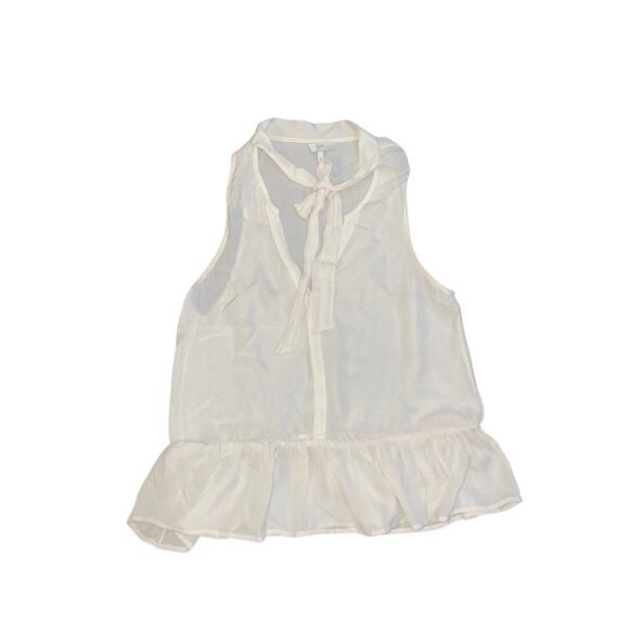 Joie Ivory Silk Tiered Tie Neck Sleeveless Blouse Size Small Classy Career - Picture 1 of 4